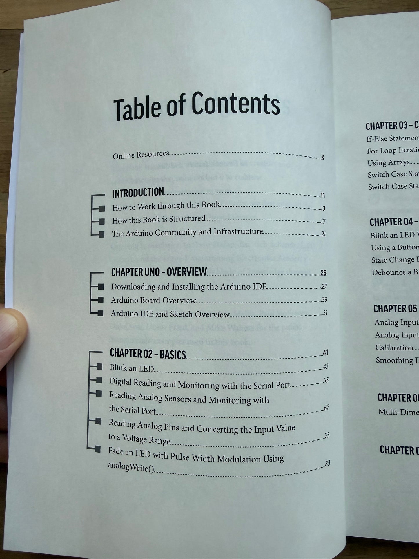 Arduino Book for Beginners Table of Contents